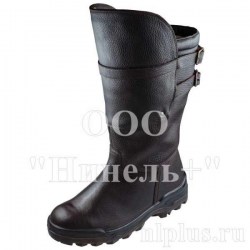 Сапоги утепленные кожаные с наколенником